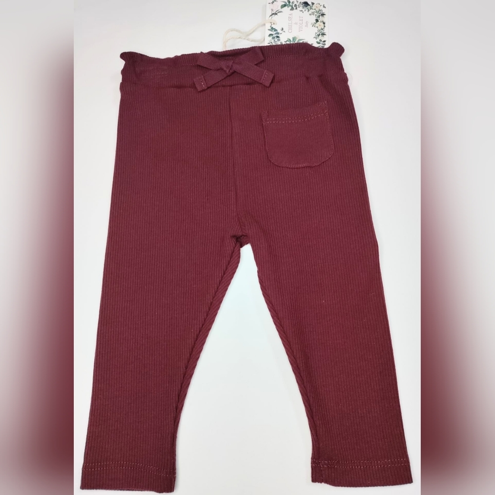 Chelsea & Violet Girls Burgundy Ruffle Pants formal size:12M/18M